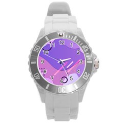 Colorful-abstract-wallpaper-theme Round Plastic Sport Watch (L)