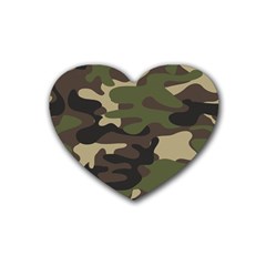 Texture-military-camouflage-repeats-seamless-army-green-hunting Rubber Heart Coaster (4 Pack) by Salman4z