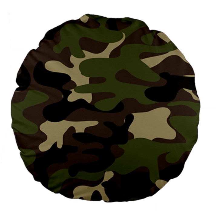 Texture-military-camouflage-repeats-seamless-army-green-hunting Large 18  Premium Flano Round Cushions