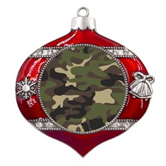 Texture-military-camouflage-repeats-seamless-army-green-hunting Metal Snowflake And Bell Red Ornament by Salman4z