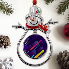 Colorful-abstract-background Metal Snowman Ornament