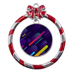 Colorful-abstract-background Metal Red Ribbon Round Ornament by Salman4z