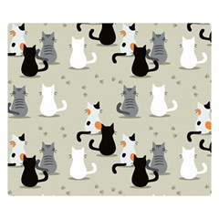 Cute-cat-seamless-pattern Two Sides Premium Plush Fleece Blanket (small) by Salman4z