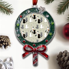 Cute-cat-seamless-pattern Metal X mas Lollipop With Crystal Ornament