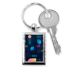 Gradient Geometric Shapes Dark Background Key Chain (rectangle) by Salman4z