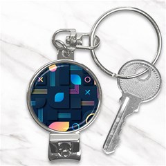 Gradient Geometric Shapes Dark Background Nail Clippers Key Chain by Salman4z