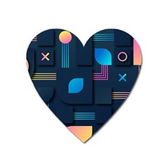 Gradient Geometric Shapes Dark Background Heart Magnet by Salman4z