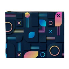 Gradient Geometric Shapes Dark Background Cosmetic Bag (xl) by Salman4z