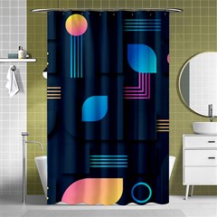 Gradient Geometric Shapes Dark Background Shower Curtain 48  X 72  (small)  by Salman4z