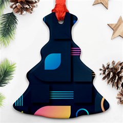 Gradient Geometric Shapes Dark Background Christmas Tree Ornament (two Sides) by Salman4z