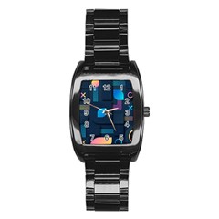 Gradient Geometric Shapes Dark Background Stainless Steel Barrel Watch by Salman4z