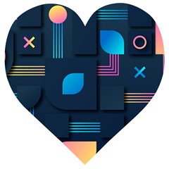 Gradient Geometric Shapes Dark Background Wooden Puzzle Heart by Salman4z