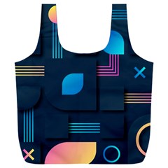 Gradient Geometric Shapes Dark Background Full Print Recycle Bag (xxl) by Salman4z