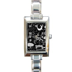 Vector-set-sketch-drawn-with-space Rectangle Italian Charm Watch by Salman4z