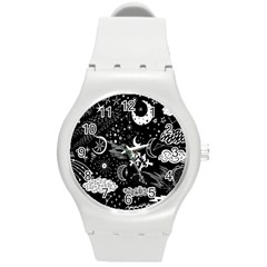 Vector-set-sketch-drawn-with-space Round Plastic Sport Watch (m) by Salman4z