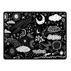 Vector-set-sketch-drawn-with-space Two Sides Fleece Blanket (small) by Salman4z