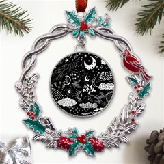 Vector-set-sketch-drawn-with-space Metal X mas Wreath Holly Leaf Ornament