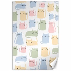 Cute-cat-colorful-cartoon-doodle-seamless-pattern Canvas 24  X 36  by Salman4z