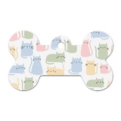 Cute-cat-colorful-cartoon-doodle-seamless-pattern Dog Tag Bone (one Side) by Salman4z