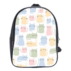 Cute-cat-colorful-cartoon-doodle-seamless-pattern School Bag (large) by Salman4z