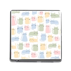 Cute-cat-colorful-cartoon-doodle-seamless-pattern Memory Card Reader (square 5 Slot) by Salman4z