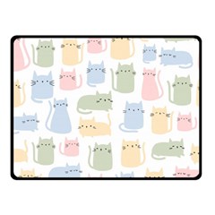 Cute-cat-colorful-cartoon-doodle-seamless-pattern Two Sides Fleece Blanket (small) by Salman4z