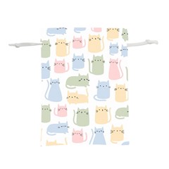 Cute-cat-colorful-cartoon-doodle-seamless-pattern Lightweight Drawstring Pouch (l) by Salman4z