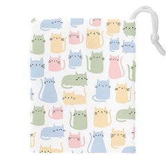 Cute-cat-colorful-cartoon-doodle-seamless-pattern Drawstring Pouch (4xl) by Salman4z