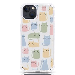 Cute-cat-colorful-cartoon-doodle-seamless-pattern Iphone 13 Tpu Uv Print Case by Salman4z