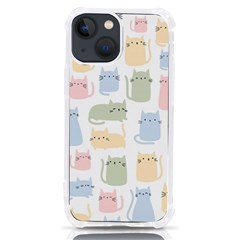 Cute-cat-colorful-cartoon-doodle-seamless-pattern Iphone 13 Mini Tpu Uv Print Case by Salman4z