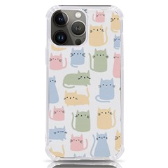 Cute-cat-colorful-cartoon-doodle-seamless-pattern Iphone 13 Pro Max Tpu Uv Print Case by Salman4z