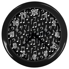 Chalk-music-notes-signs-seamless-pattern Wall Clock (black) by Salman4z