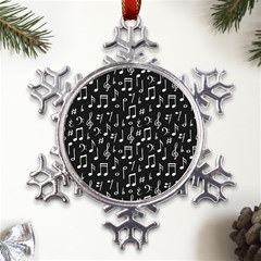 Chalk-music-notes-signs-seamless-pattern Metal Large Snowflake Ornament by Salman4z