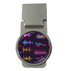 Colorful-sound-wave-set Money Clips (round)  by Salman4z