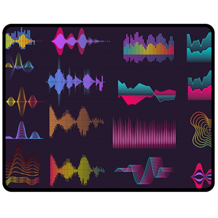 Colorful-sound-wave-set Fleece Blanket (Medium)