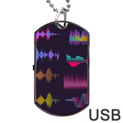 Colorful-sound-wave-set Dog Tag Usb Flash (one Side) by Salman4z