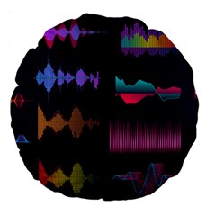 Colorful-sound-wave-set Large 18  Premium Round Cushions by Salman4z