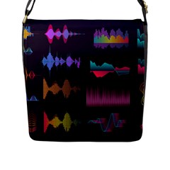 Colorful-sound-wave-set Flap Closure Messenger Bag (l) by Salman4z