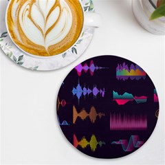 Colorful-sound-wave-set Uv Print Round Tile Coaster by Salman4z