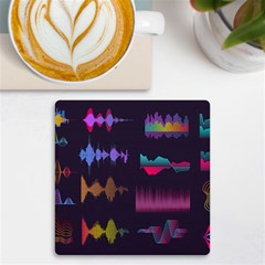 Colorful-sound-wave-set Uv Print Square Tile Coaster  by Salman4z