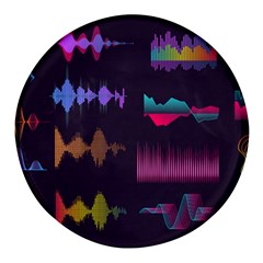 Colorful-sound-wave-set Round Glass Fridge Magnet (4 Pack) by Salman4z