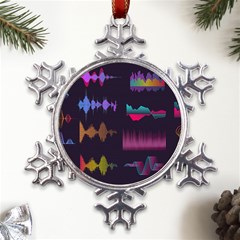 Colorful-sound-wave-set Metal Large Snowflake Ornament by Salman4z