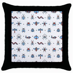 Insects-icons-square-seamless-pattern Throw Pillow Case (black) by Salman4z