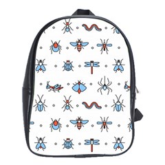 Insects-icons-square-seamless-pattern School Bag (xl) by Salman4z