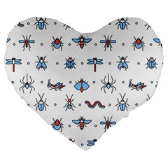 Insects-icons-square-seamless-pattern Large 19  Premium Heart Shape Cushions by Salman4z