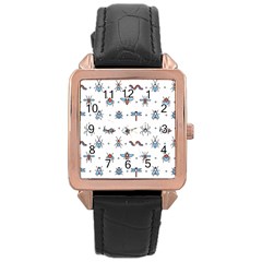 Insects-icons-square-seamless-pattern Rose Gold Leather Watch  by Salman4z