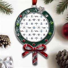 Insects-icons-square-seamless-pattern Metal X mas Lollipop With Crystal Ornament by Salman4z