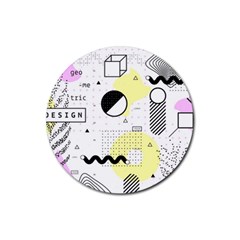 Graphic-design-geometric-background Rubber Round Coaster (4 Pack) by Salman4z