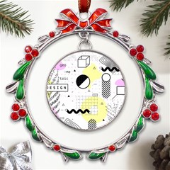 Graphic-design-geometric-background Metal X mas Wreath Ribbon Ornament