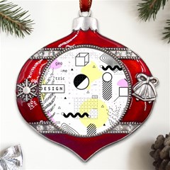 Graphic-design-geometric-background Metal Snowflake And Bell Red Ornament